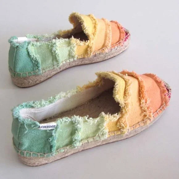 new SOLUDOS multicolored canvas platform espadrilles sz 5 - Picture 4 of 8